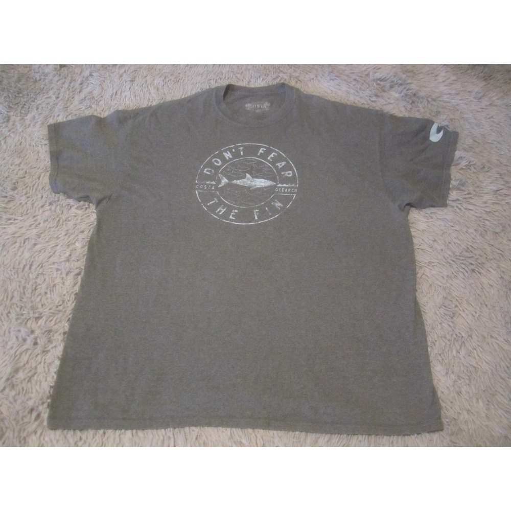 Costa Shirt Mens 2XL Gray Don't Fear The Fin Shark Graphic Tee Ocean Ocearch